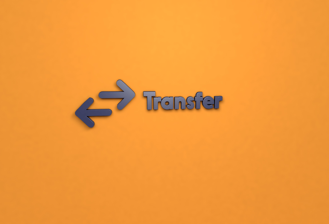 An orange background with the word “transfer” written on it and arrows pointing both ways to show that TUPE transfers apply to office cleaning contracts.